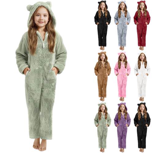 Cute and warm double-sided plush pajamas for conjoined