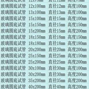 价可议 玻璃圆底试管 型号 库号：M68831 100mm