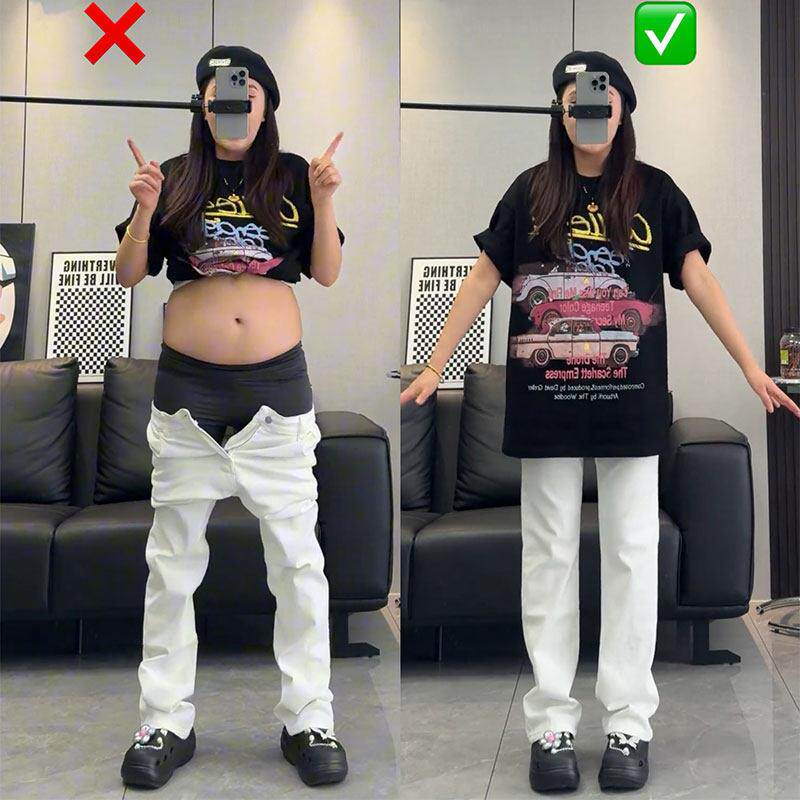 窄版直筒白色牛仔裤女大码胖mm高腰显瘦梨形身材遮胯加长阔腿裤子