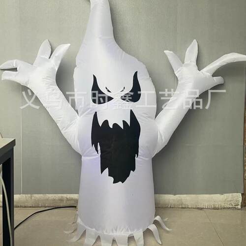 跨境万圣节充气幽灵白鬼气模装饰贴窗派对花园庭院装饰带LED灯