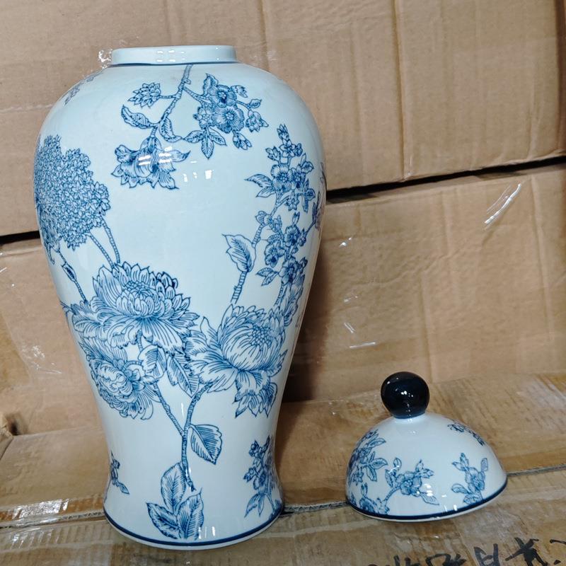 复古青花瓷陶瓷插花瓶客厅茶室复古中式蓝花装饰艺术品摆件