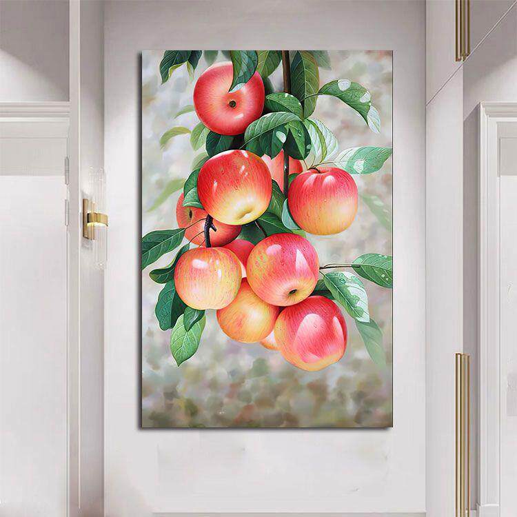 平平安安苹果装饰画餐厅入户玄关贴画壁画平安果招财饭厅贴画挂画