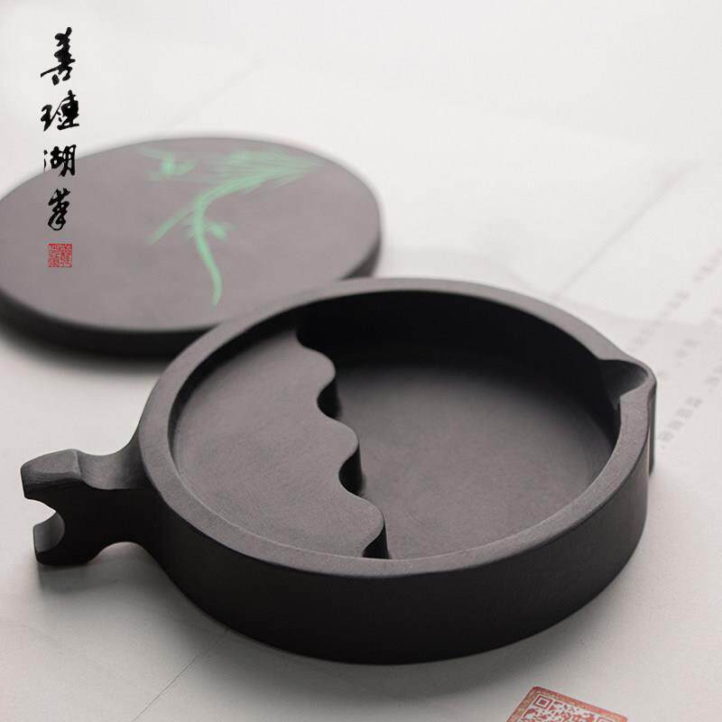善琏湖笔 水波纹歙砚 砚台专用多功能墨池磨墨毛笔天然墨汁笔墨纸