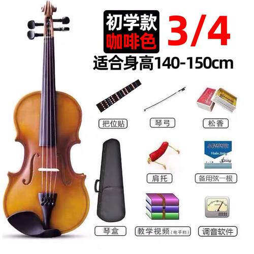 正品实木小提琴初学者专业级检用定考试学/生儿童成人12/34//8入