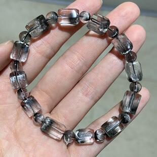 新品天然银钛晶糖块手链单圈水晶方糖手串 女时尚珠链7.8毫米左右