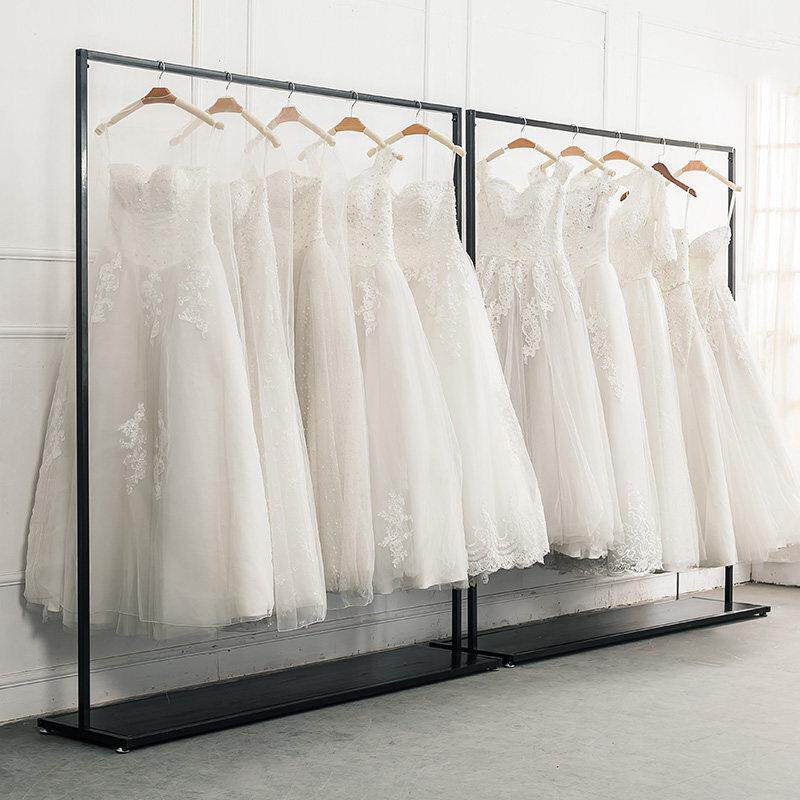 婚纱店高档落地式挂衣架照相馆专用婚纱架子展示架黑色礼服货架铁