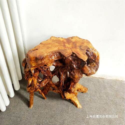 原木根雕花架天然树根盆景架实木自然花架香樟木落地置物架阳