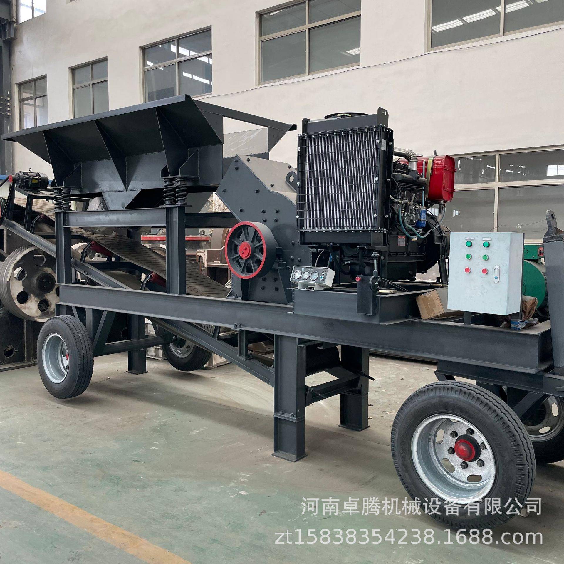 大型建筑垃圾鹅卵石制砂机移动式破碎输送一体打砂机花岗岩粉碎机