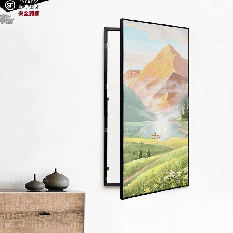 配电箱电表箱挂画 画日照金山麋鹿入户玄关画 画消火栓消防栓遮挡