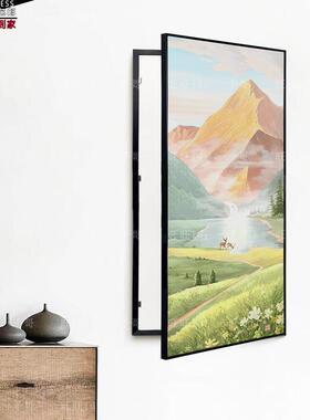 配电箱电表箱挂画 画日照金山麋鹿入户玄关画 画消火栓消防栓遮挡