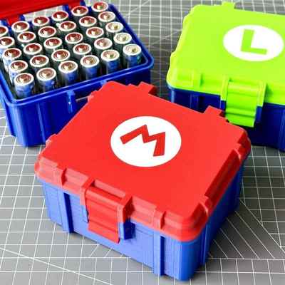超级马里奥电池盒马力欧模型配色电池收纳盒18650 21700 5号AA7号