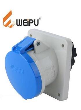 WEIPU威浦63A3芯工业暗装斜式插座 TYP3901 220V 2P+E IP44
