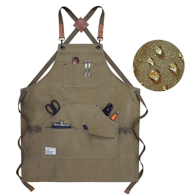 加厚帆布多口袋工匠园艺工作服围裙烧烤咖啡烘焙画画工具围裙