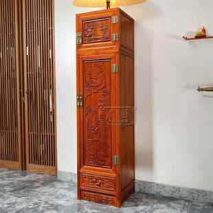 中式全实木单开门衣柜香樟木顶箱柜角柜小户型收纳储物立柜可定制