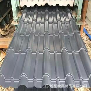 仿古琉璃瓦深灰色铁青灰28-200-800型铝镁锰屋面板彩钢瓦