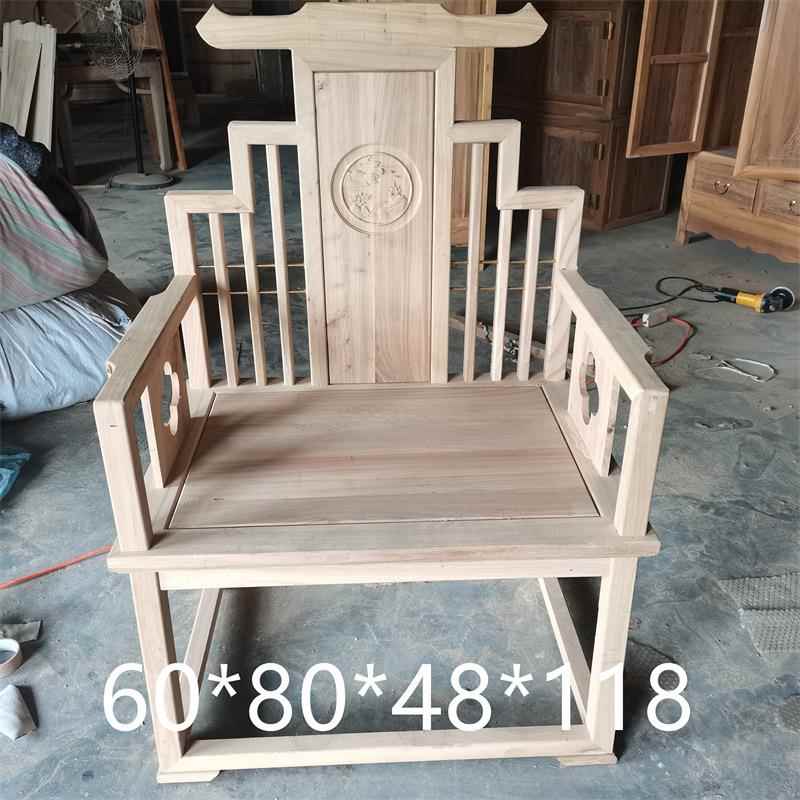 工厂直供老榆木仿古象头雕花餐桌椅靠背家用白坯胚办公椅实木椅子