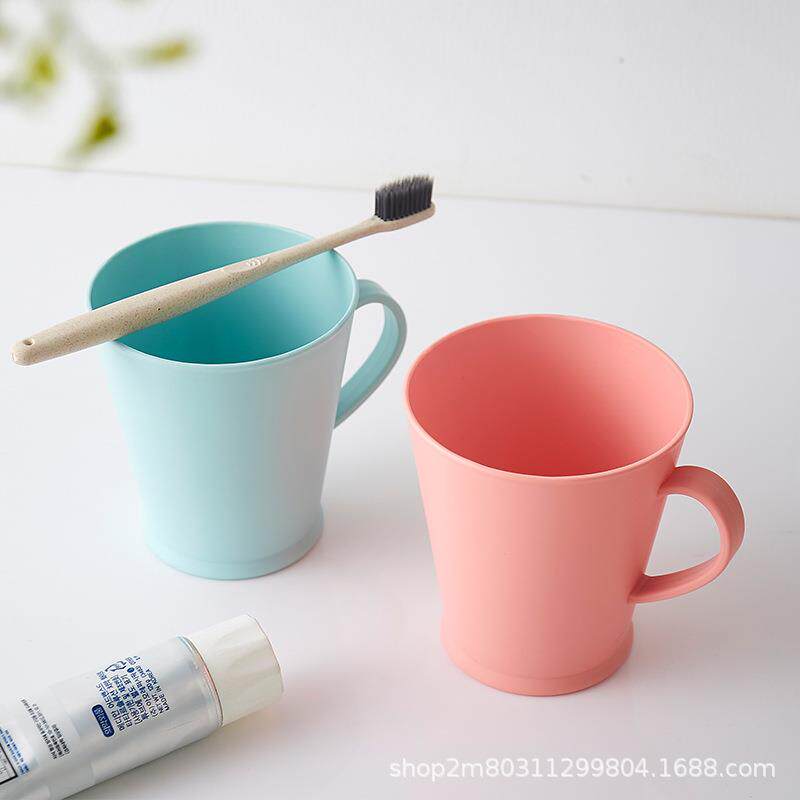 新款直销水杯新型环保塑料纯色喝水杯防滑手柄简约圆形杯子