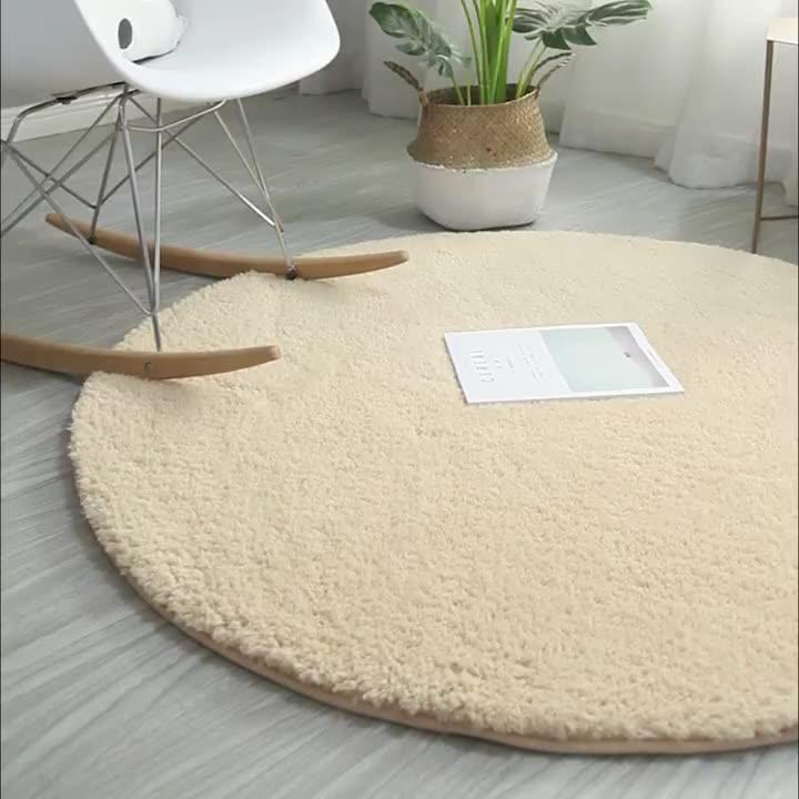 北欧ins圆形地毯卧室少女拍照床边毛毯全身镜吊篮摇椅电脑椅地垫
