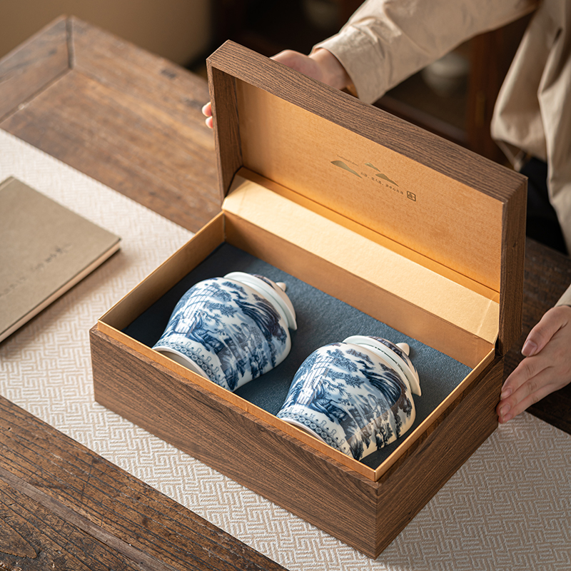 精品大境茶叶包装礼盒空盒高档陶瓷茶叶罐一斤装红绿白普洱茶定制