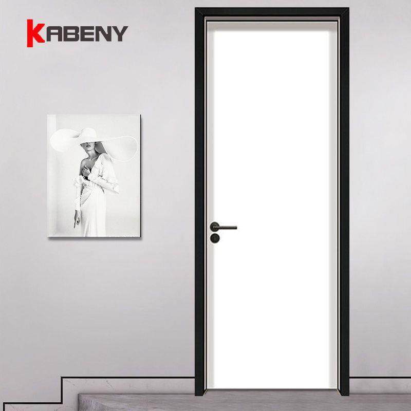 意式现代简约白色轻奢铝木生态无漆包边平开门室内卧室公司静音门