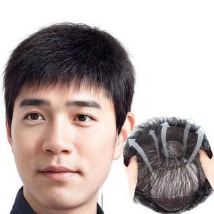 许昌男士假发真发全真人发男生毛寸短发齐浏海全头套式光头短直发