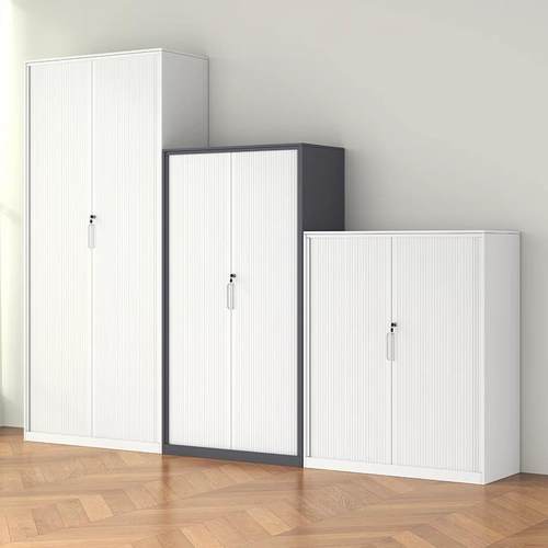 钢制推拉卷帘门柜办公文件柜铁皮柜档案柜财务凭证收纳矮柜储物柜