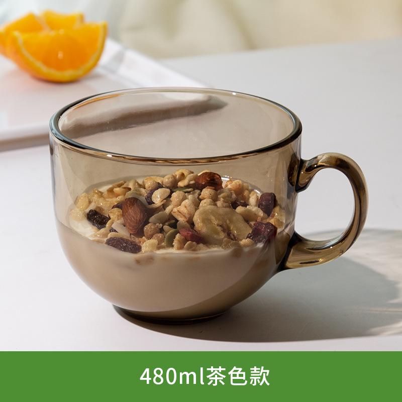 ins玻璃杯高颜早餐盖带玻璃杯