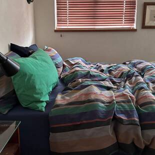 复古条纹中古风全棉水洗棉色织床上四件套柔软亲肤学生宿舍三件套