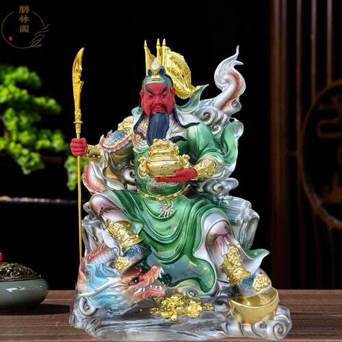 家用供奉武财神关公神像161926寸坐石关羽关圣帝君坐像树脂摆件