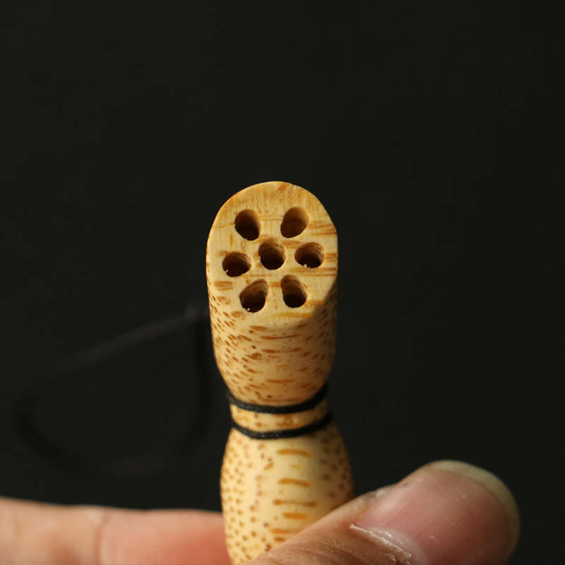 纯手工雕刻满钉老竹根藕节小挂件竹雕藕吊坠《节节高》车钥匙配饰