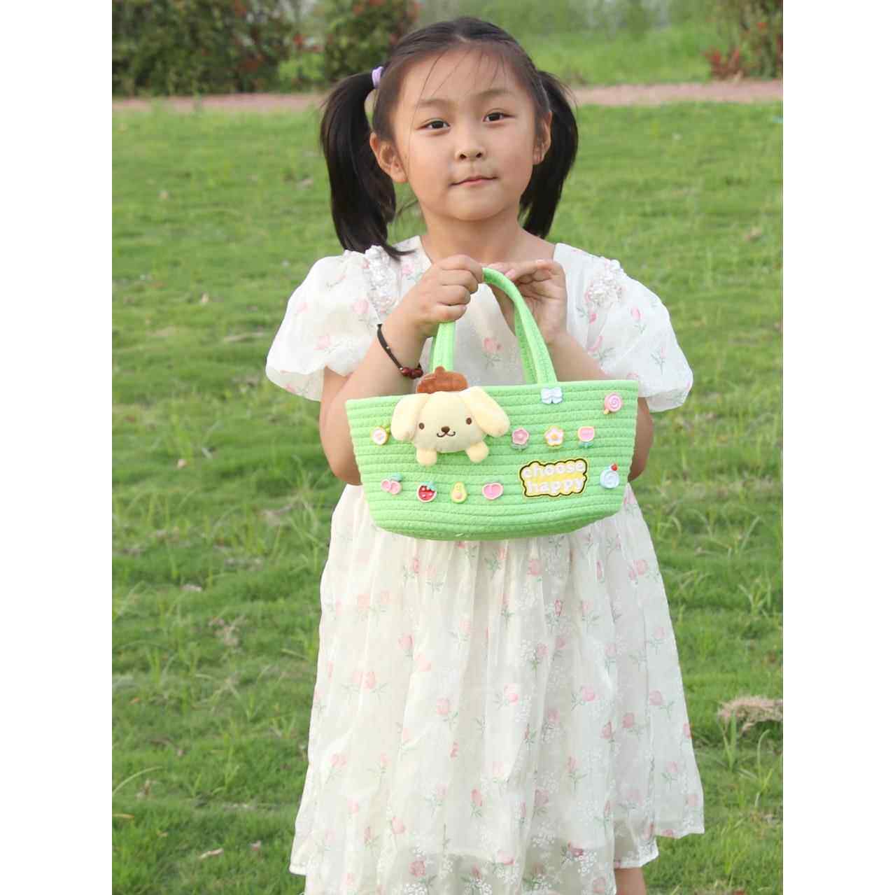 原创手工奶油小装饰整面卡通布偶少女心可爱活泼托特手提方篮花篮