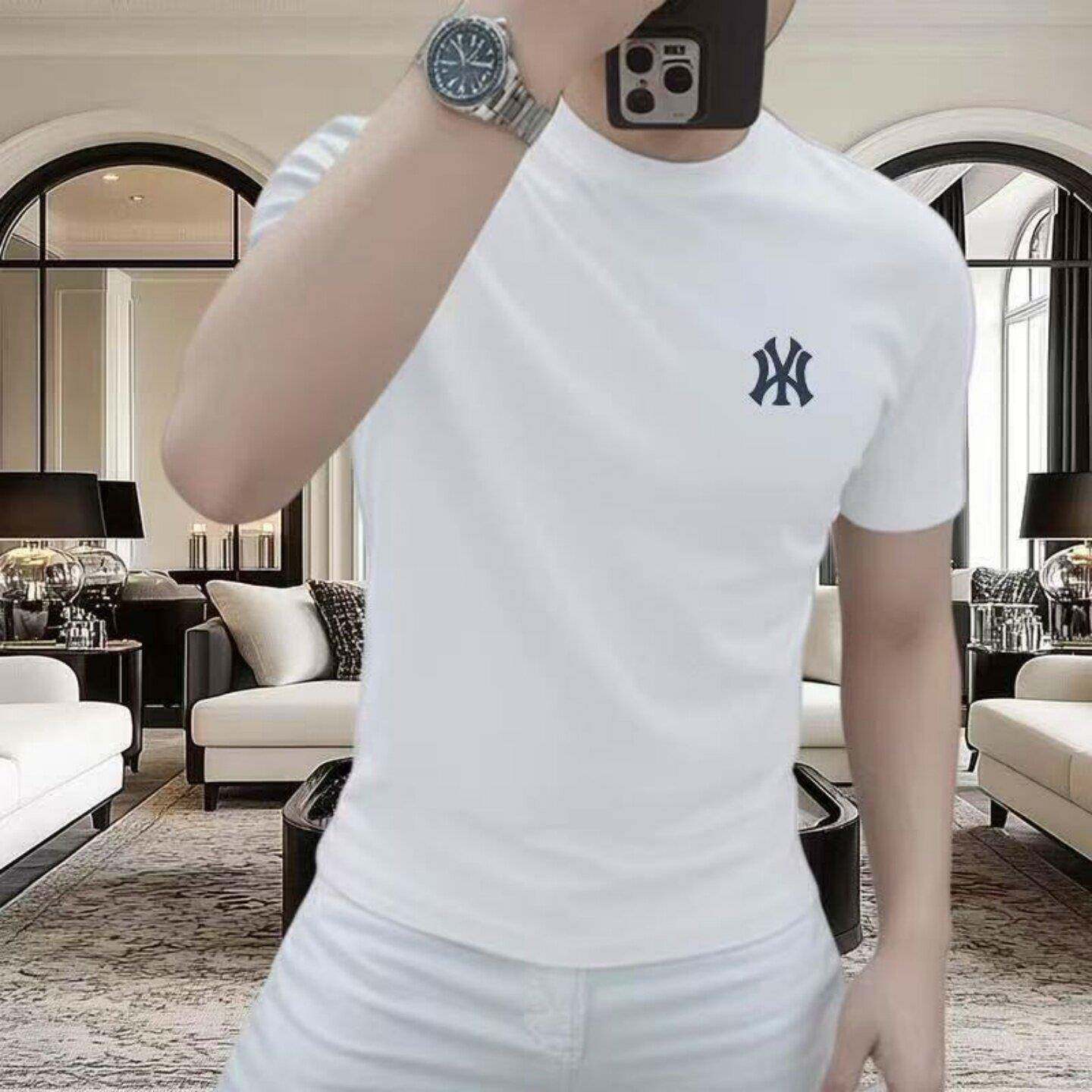 冰丝短袖男t恤2026新款印花休闲爆款男士修身潮流夏薄款圆领半袖T