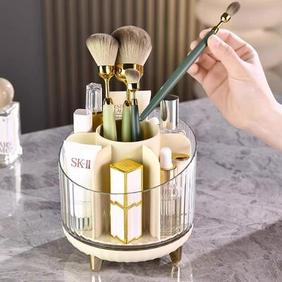 Cosmetic Storage Box Rotating Dustproof Makeup Brush Organiz
