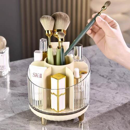 Cosmetic Storage Box Rotating Dustproof Makeup Brush Organiz