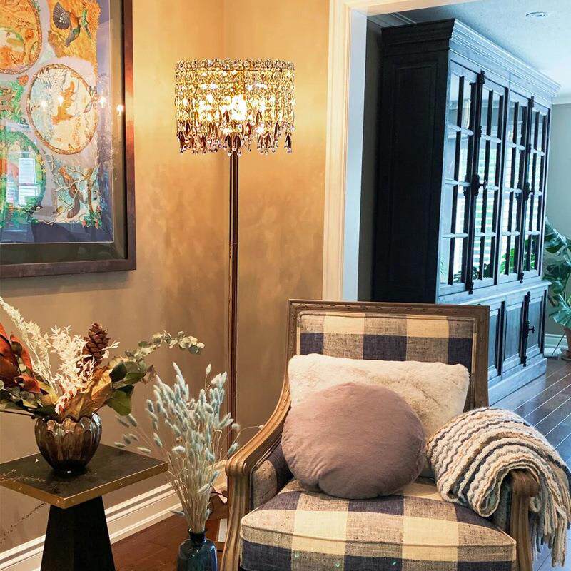 法式轻奢风落地感灯客厅沙发山灯卧室高级红床头艺术153中装网饰