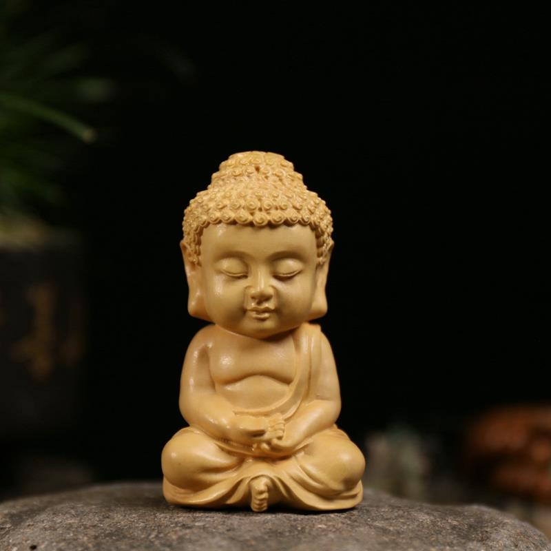 乐清黄杨木雕汽车摆件手把件创意雕刻工艺礼品饰品Q版如来小佛爷