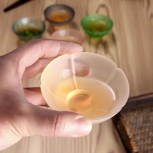 创意日式玻璃茶杯家用耐热斗笠主人杯单杯耐热防烫锤目纹品茗杯
