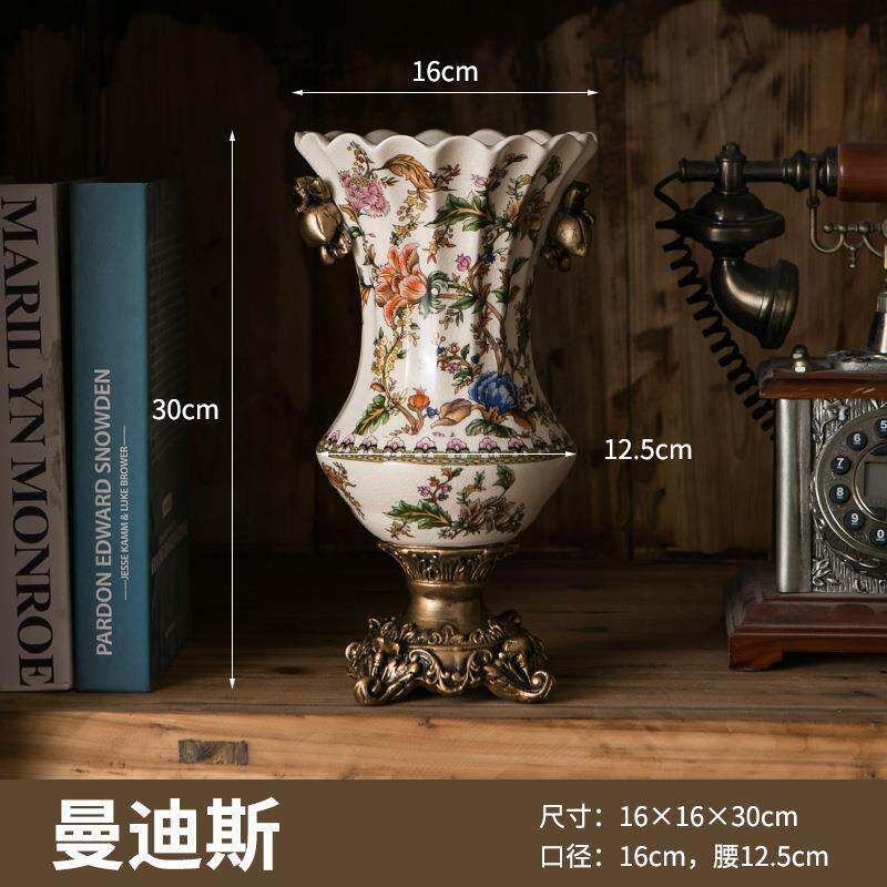 高档美式陶瓷高装端花瓶覆古欧式奢客中式高级华软饰品厅艺术花器