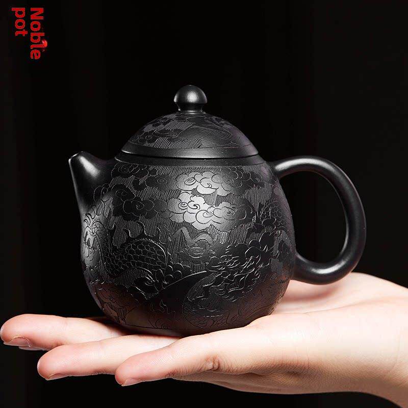 宜兴纯手工黑土龙蛋紫砂壶名品正宗龙丹小茶单壶陶瓷茶具
