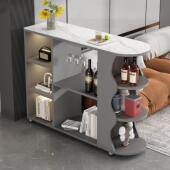 实木酒吧桌家庭小公寓酒柜隔板柜客厅轻豪华石板入口餐具柜沙发侧