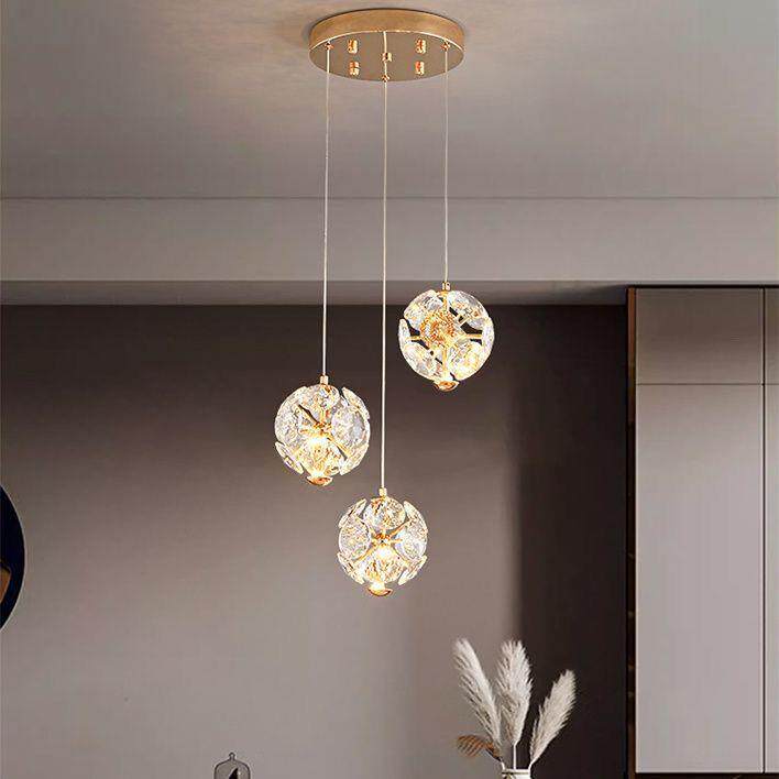 水晶餐厅吊灯法式轻奢创意三头吧台北欧现代简约新款网红餐桌灯具