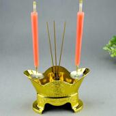 合金两用烛台新中式 宝香炉财神香薰炉香插家用供奉蜡烛台上香炉 元
