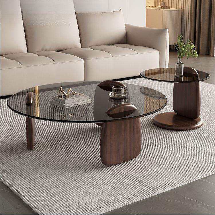 几客几厅家用小户型轻奢意式简约现代茶茶桌创圆形组合玻璃LBR意