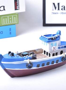 地中海新款船模型海洋主题水族馆鱼缸微景观粉色青岛纪念品其他