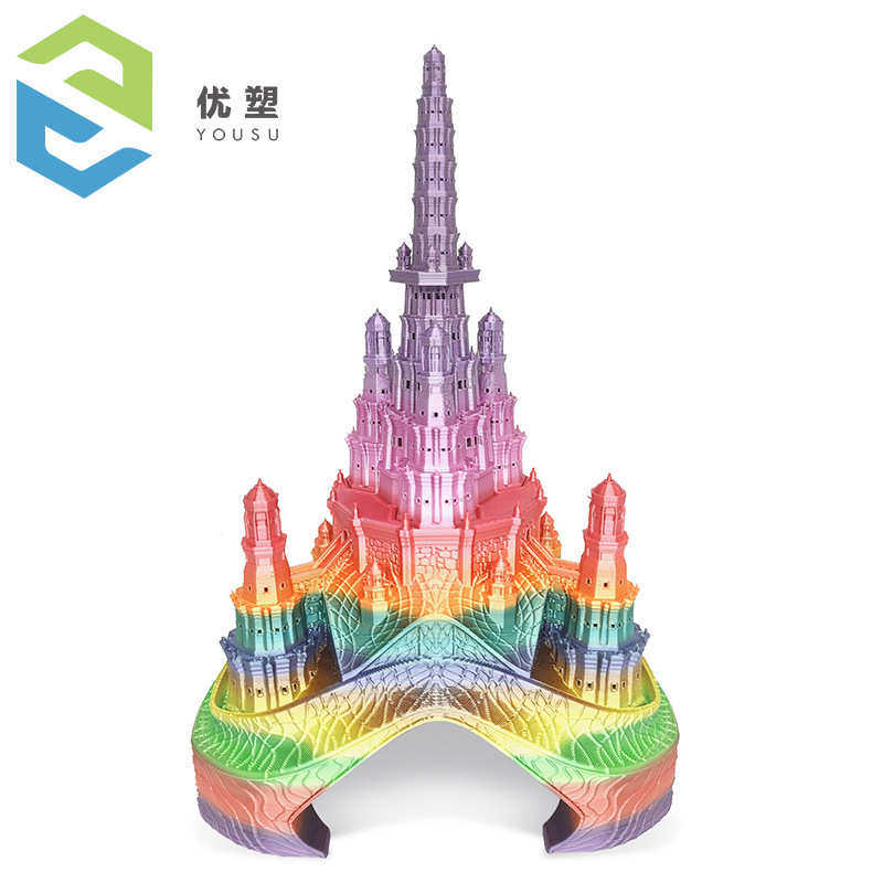 优塑 3D打印耗材PLA丝绸渐变彩虹色混色材料3d打印机材料