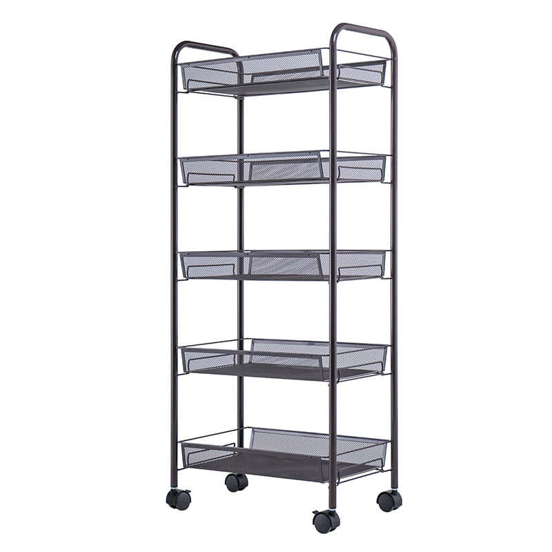 心家宜 日韩流行金属五层可移动篮网收纳架