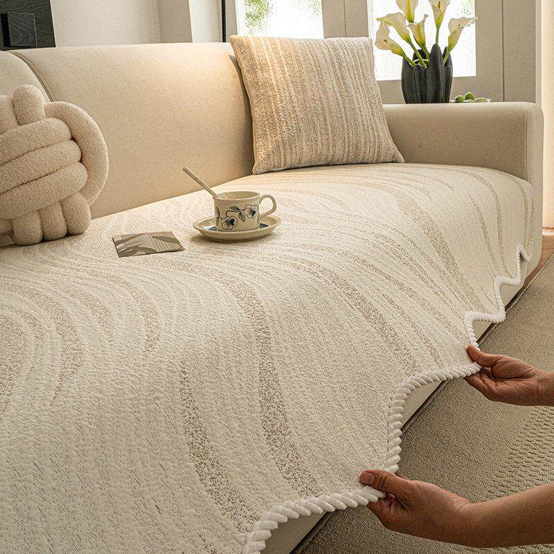 LISA夏季凉豆豆冰丝沙发垫2025新款夏用固定防滑夏天款异形盖布巾