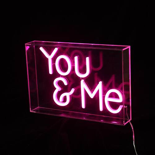 you&me霓虹灯盒led婚庆创意彩色氛围灯婚礼氛围布置字母发光灯