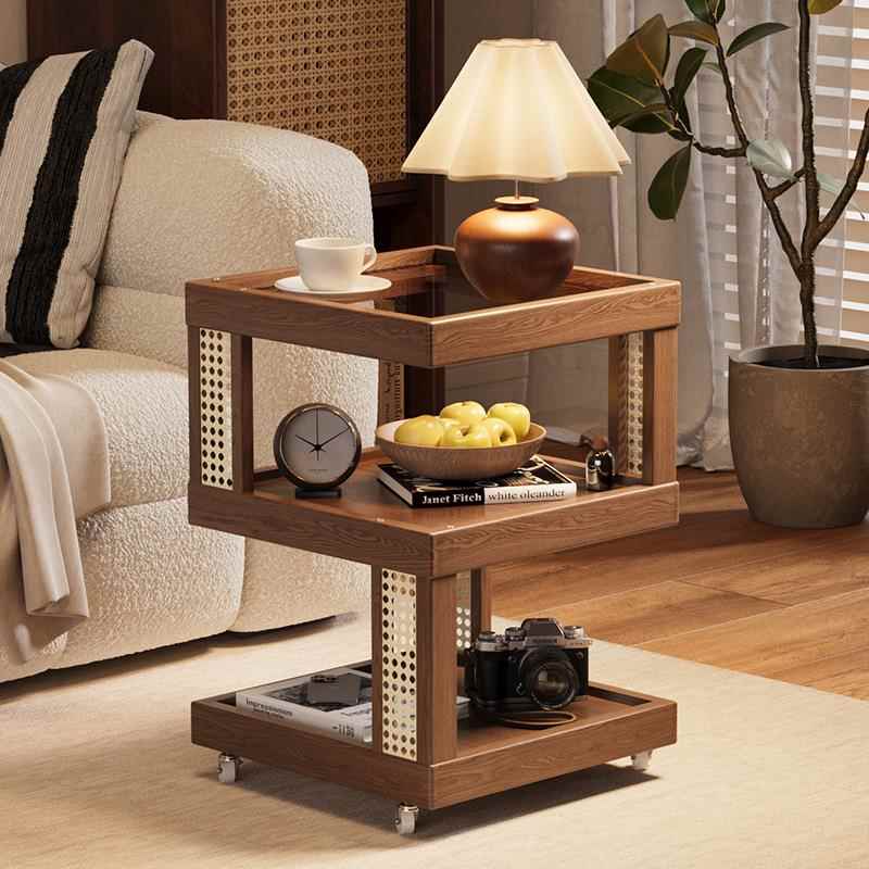 家用实木小型创意床头柜可移动静音小边几卧室床边多功能收纳柜