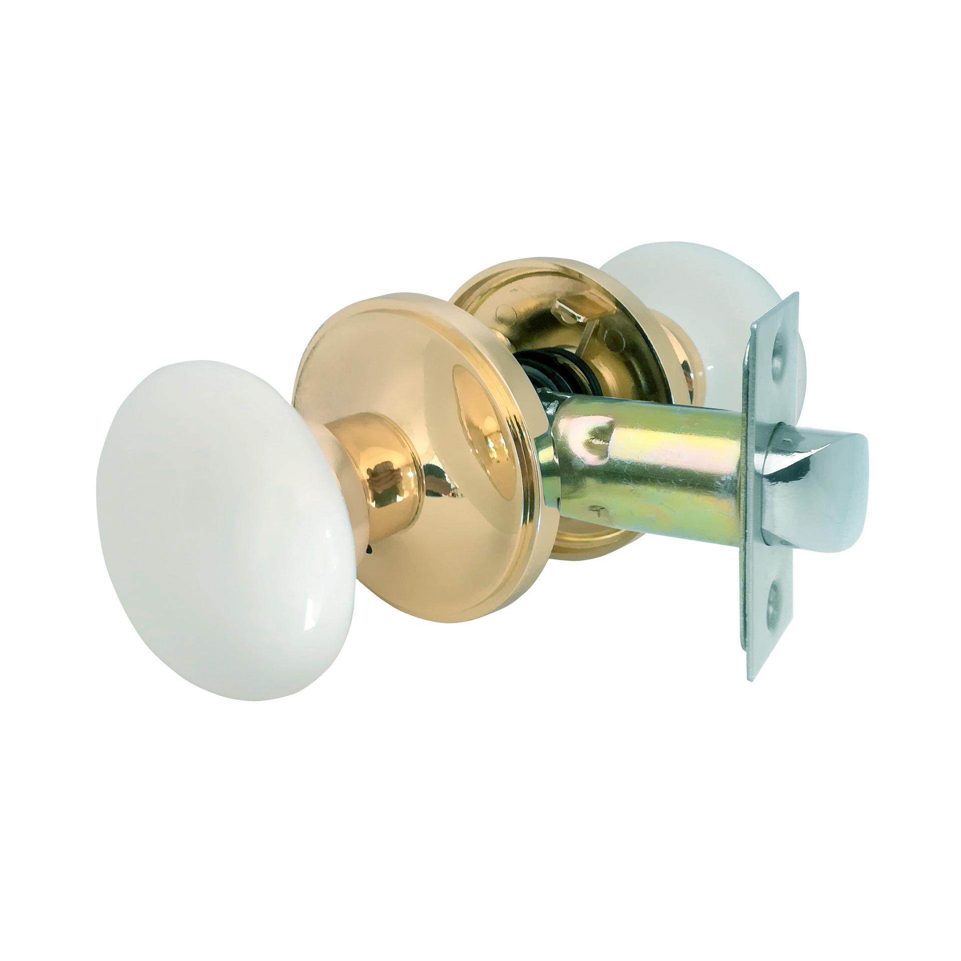 陶瓷球锁亮金色房门浴室锁白色圆形陶瓷厕所门锁goldendoorknob